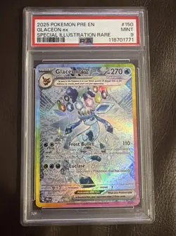 Pokemon Slab PSA 9 Glaceon Ex SIR #150 Prismatic Evolutions 2025 - Image 1