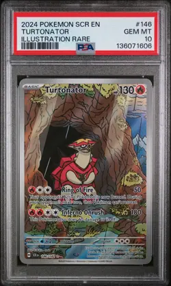Turtonator Illustration Rare Pokemon Scr En-Stellar Crown 146/142 PSA 10 - Image 1