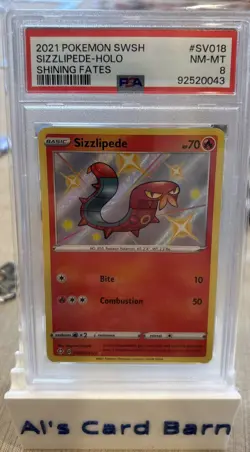 2021 Pokemon TCG Sizzlipede #SV018 / SV122 PSA 8 NM-MT Shining Fates Holo - Image 1