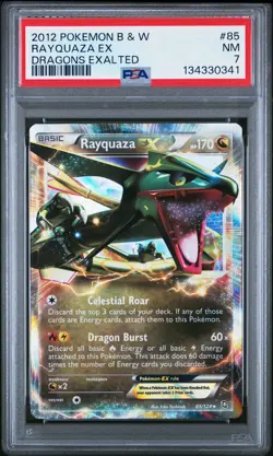 2012 POKEMON B&W DRAGONS EXALTED #85 RAYQUAZA EX PSA 7 - Image 1