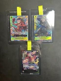 One Piece TCG SEALED Promos OVP Luffy / Zoro Egghead + Luffy Leader Foil SET - Image 1