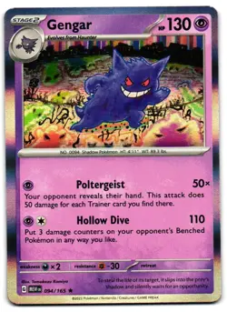 Gengar 094/165 - 151 Rare Pokemon TCG Holo - M/LP Card - Image 1
