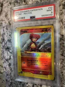 PSA 9 MINT Magby Reverse Holo Expedition Pokemon Card 52/165 WOTC E Series - Image 2