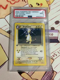 Pokemon TCG Ampharos Neo Genesis Holo Card 1/111 1st Edition PSA 9 - Image 1