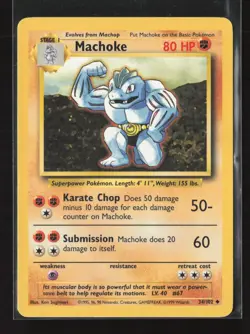 Machoke 34/102 Uncommon Base Set Pokemon LP - Image 2