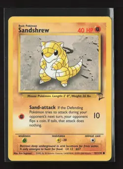 Sandshrew 91/130 Common Base Set 2 Pokemon LP - Image 2