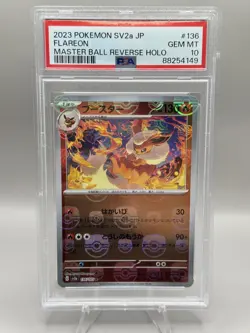 PSA 10 Flareon Master Ball Holo 136/165 | Japanese 151 | JPN Pokemon TCG - Image 1