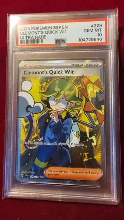 2024 Pokemon SSP EN Clemont's Quick Wit #229 Ultra Rare PSA 10 - Image 1