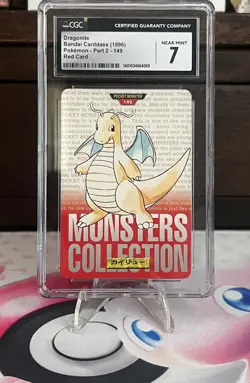 1996 Pokemon Japanese Bandai Carddass Dragonite Red #149 CGC 7 - Image 1