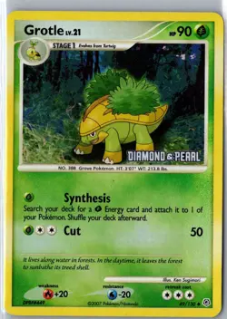 GROTLE 49/130 UNCOMMON DIAMOND & PEARL POKEMON REVERSE HOLO MP - Image 1