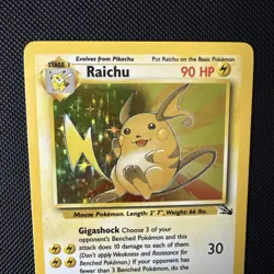 Raichu 14/62 Fossil Holo Vintage Pokemon Card 1999 Rare Ungraded - Pack Fresh - Image 2
