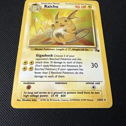 Raichu 14/62 Fossil Holo Vintage Pokemon Card 1999 Rare Ungraded - Pack Fresh - Image 3