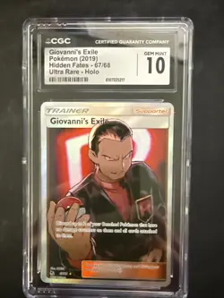 Pokemon TCG Giovanni's Exile Trainer Full Art Ultra Rare Card 67/68 Hidden Fates - Image 1