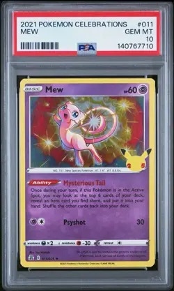 PSA 10 Mew Holo 2021 Pokemon Celebrations 25th Anniversary #11 Low Pop! - Image 1