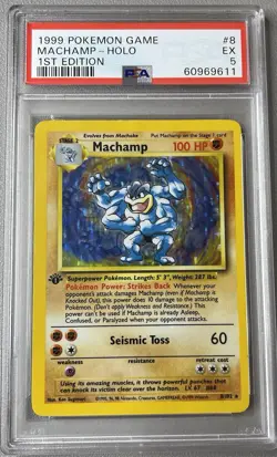 1999 Pokemon Game Machamp Holo 1st Edition #8/102 PSA 5 - Image 1