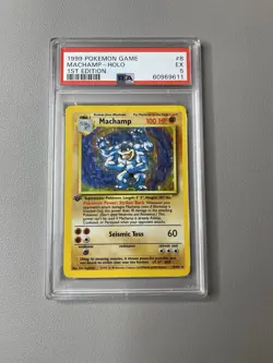 1999 Pokemon Game Machamp Holo 1st Edition #8/102 PSA 5 - Image 3
