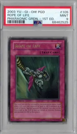 2003 Yu-Gi-Oh 1st Edition PGD, #105, Rope of Life, PSA 9, Mint, Ultra Rare - Image 1