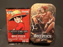 One Piece Tin Set Vol 2 Ace English New Sealed + Extra OP13 Booster pack x1 - Image 1
