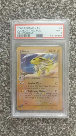 POKEMON CARD 2003 EX JOLTEON REVERSE FOIL/HOLO SANDSTORM #6 GRADED PSA 9 - Image 1