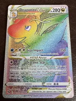 Pokemon Dragonite VSTAR Secret Rare Rainbow Holo Full Art Card 081/078 GO - Image 1
