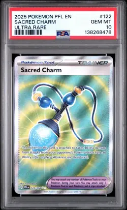 Pokemon Me02 PFL EN-Phantasmal Flames #122 Sacred Charm UR PSA 10 - 138268478 - Image 1