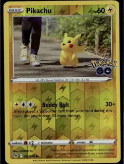 Pikachu (27) Common Pokemon GO 027/078 Lightning Reverse Holo Pokemon Card - Image 1