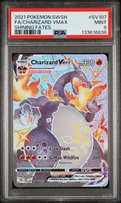 2021 POKEMON SWORD & SHIELD SHINING FATES #SV107 FULL ART/CHARIZARD VMAX PSA 9 - Image 1