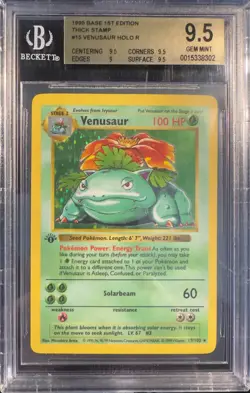 🌿Pokemon 1999 1st Venusaur Holo #15 Thick Stamp BGS 9.5 GEM MINT Pop 11 - Image 1