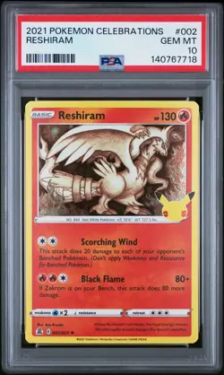 2021 POKEMON CELEBRATIONS #002 RESHIRAM PSA 10 Low pop 157 - Image 1