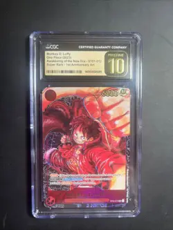 ONE PIECE TCG MONKEY D LUFFY ST01-012 ENGLISH 1ST ANNIVERSARY CGC PRISTINE 10 - Image 1