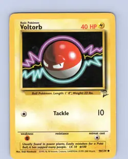 Pokemon TCG Voltorb 98/130 Base Set 2 Unlimited Common Card WOTC Played MP - Image 1