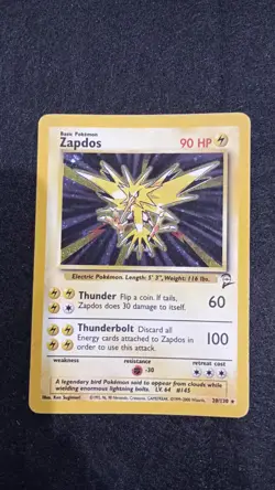 Pokemon TCG Zapdos Base Set 2 Holo Unlimited Rare Card 20/130 LP/MP Vintage - Image 3