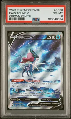 PSA 8 Suicune V Full Art GG38/GG70 Crown Zenith Pokemon Card TCG 2023 - Image 1