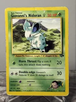 Giovanni's Nidoran 75/132 Common Pokemon Gym Challenge Unlimited WOTC 2000 - Image 1