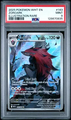 2025 POKEMON WHT EN-WHITE FLARE ILLUSTRATION RARE #143 ZOROARK PSA 9 - Image 1