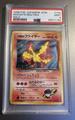 PSA 9 MINT 1998 JAPANESE POKEMON GYM HEROES ROCKET'S MOLTRES HOLO #146 - Image 1