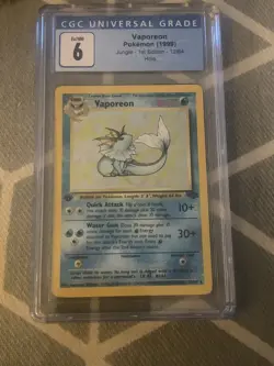 1999 pokemon 1st Edition Jungle Vaporeon Holo NM CGC6 - Image 1