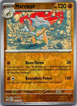 Marowak 105/165 Rare 151 Pokemon Reverse Holo Near Mint - Image 1
