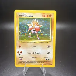 ERROR Pokemon Hitmonchan 7/102 WotC Base Set Unlimited Rare **HOLO BLEED** - Image 1