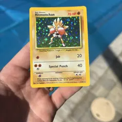 ERROR Pokemon Hitmonchan 7/102 WotC Base Set Unlimited Rare **HOLO BLEED** - Image 3