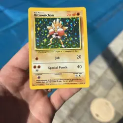 ERROR Pokemon Hitmonchan 7/102 WotC Base Set Unlimited Rare **HOLO BLEED** - Image 4