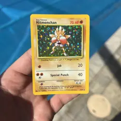 ERROR Pokemon Hitmonchan 7/102 WotC Base Set Unlimited Rare **HOLO BLEED** - Image 5