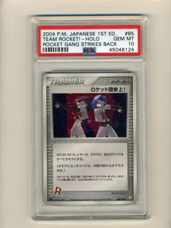 Pokemon PSA 10 GEM MINT Here Comes Team Rocket 1st Edition Secret Rare Card #85 - Image 1