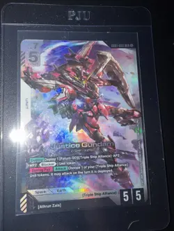 GUNDAM TCG CARD GAME JUSTICE GUNDAM GD01-066 LR HOLO FOIL ENGLISH NEWTYPE RISING - Image 1