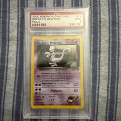 Rocket's Mewtwo Holo Rare Card 14/132 Graded PSA 9 2000 Pokemon Gym Challenge - Image 1