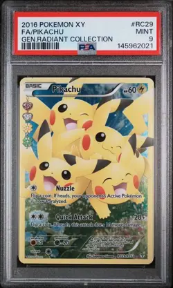 2016 Pokemon Pikachu Full Art RC29/RC32 XY Generations Radiant Collection PSA 9 - Image 1