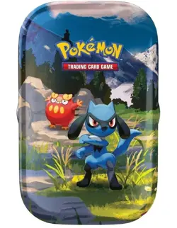 Pokemon Mega Evolution Ascended Heroes Mini Tin - Riolu & Delibird Art - Image 1
