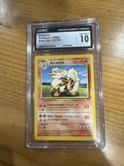 CGC GEM MINT 10 Arcanine 23/102 Base Set Unlimited Uncommon Pokemon WOTC - 1999 - Image 3