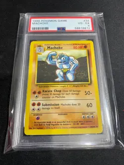 1999 Machoke #34 Base Set Uncommon Original Pokemon Card PSA 4 - Image 1