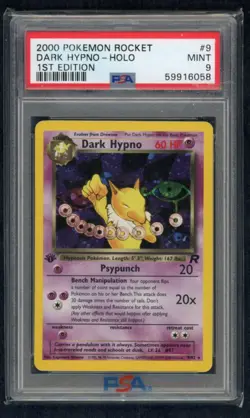 Pokemon Dark Hypno 1st Edition 9/82 Team Rocket Holo PSA 9 Mint Card Holo Rare - Image 1